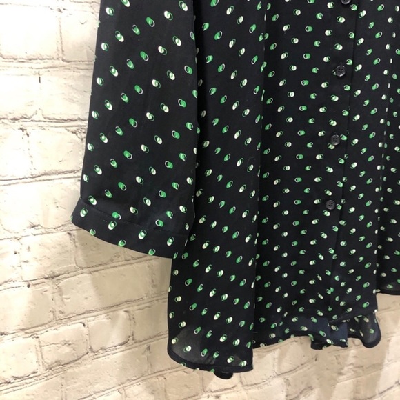 CAbi Martini Top Blouse Style #5019 Size Small Blue Green Button Front Polka Dot - Picture 7 of 10